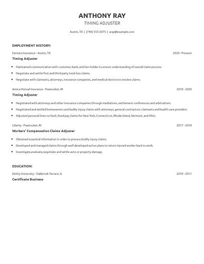 Timing Adjuster Resume