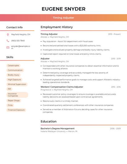 Timing Adjuster Resume