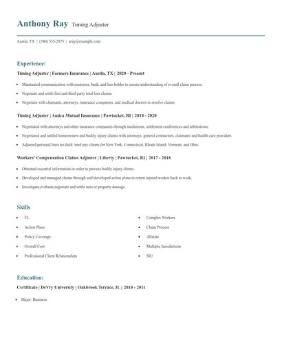 Timing Adjuster Resume