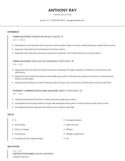 Timing Adjuster Resume