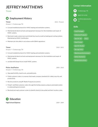 Tinner Resume