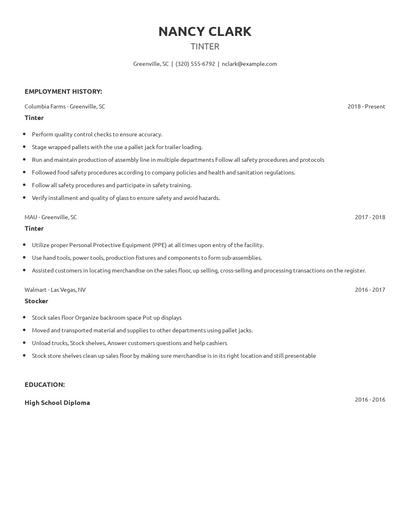 Tinter Resume