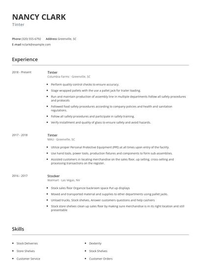 Tinter Resume