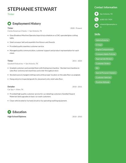 Tinter Resume