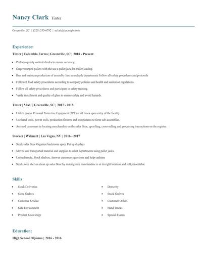 Tinter Resume