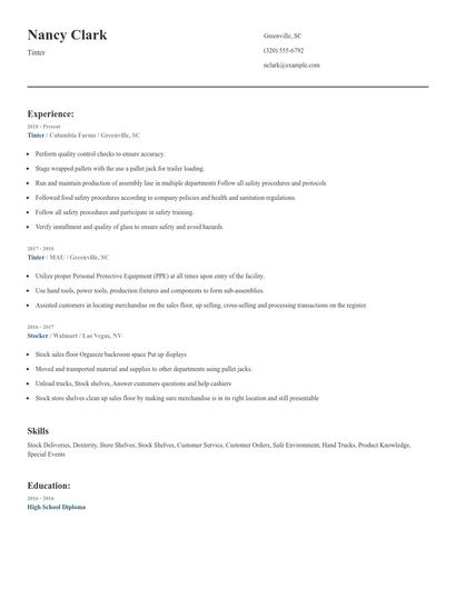Tinter Resume