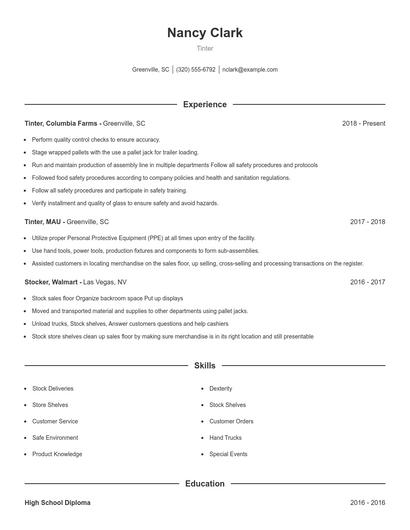 Tinter Resume