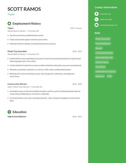 Tipper Resume