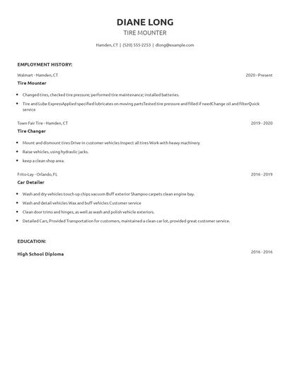 Tire Mounter Resume