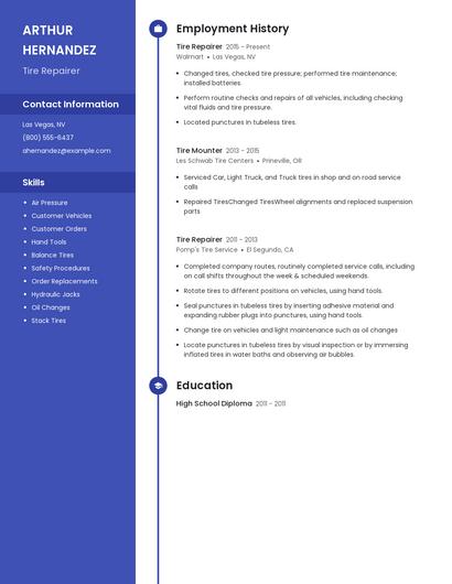 Tire Repairer Resume