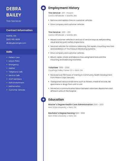 Tire Servicer Resume