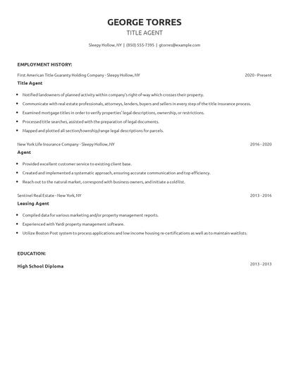 Title Agent Resume