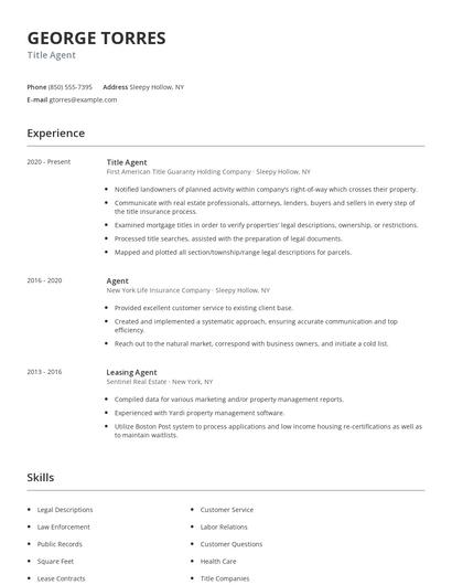 Title Agent Resume