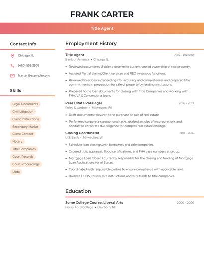 Title Agent Resume
