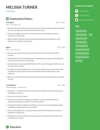 Title Agent Resume