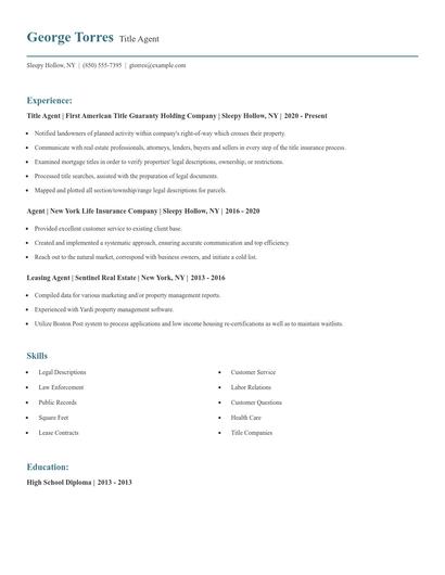 Title Agent Resume