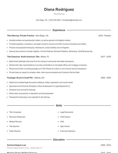 Title Attorney Resume