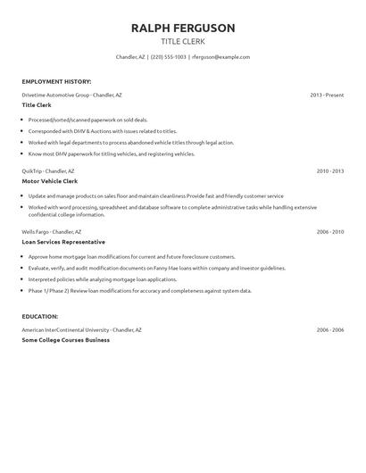Title Clerk Resume
