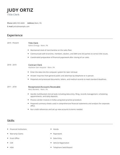 Title Clerk Resume