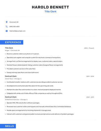 Title Clerk Resume