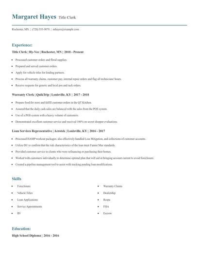 Title Clerk Resume