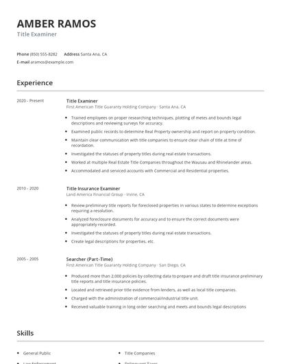Title Examiner Resume