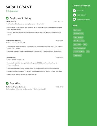 Title Examiner Resume