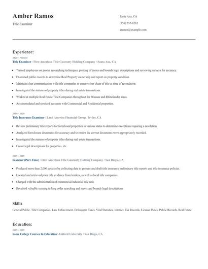 Title Examiner Resume