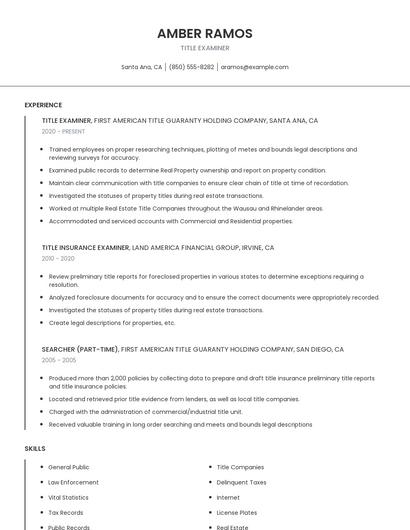 Title Examiner Resume