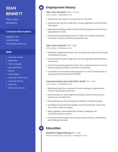 Title Junior Assistant Resume