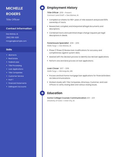 Title Officer Resume
