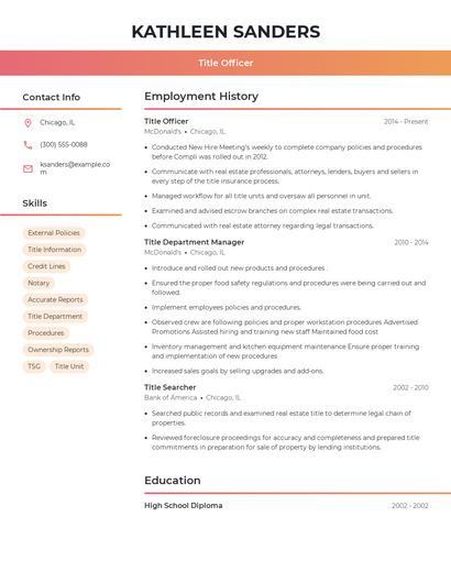 Title Officer Resume