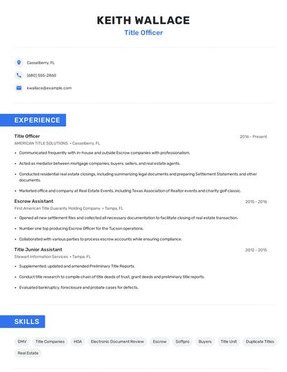 Title Officer Resume
