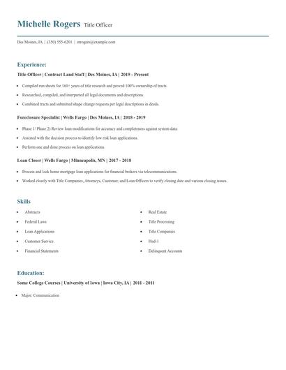 Title Officer Resume