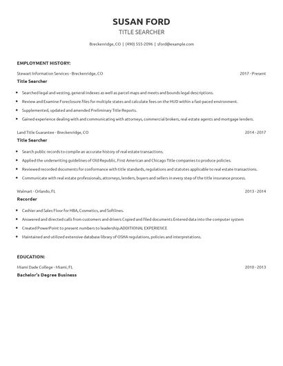 Title Searcher Resume