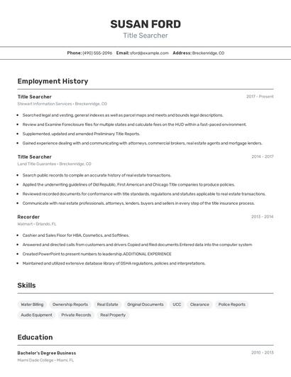 Title Searcher Resume