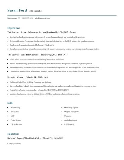 Title Searcher Resume