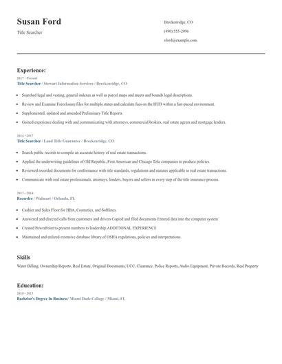 Title Searcher Resume