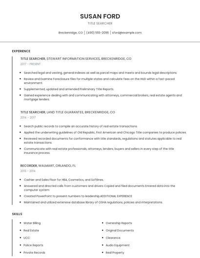 Title Searcher Resume