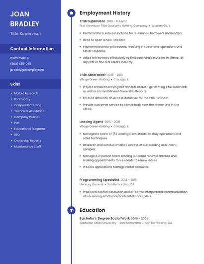 Title Supervisor Resume