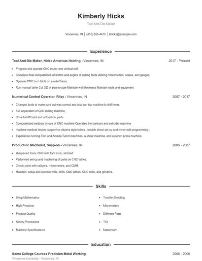 Resume example 1