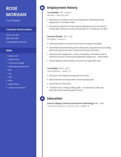 Tool Builder Resume
