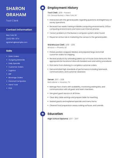 Tool Clerk Resume