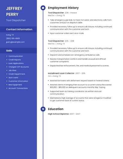 Tool Dispatcher Resume