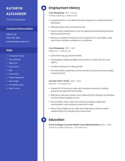 Tool Sharpener Resume