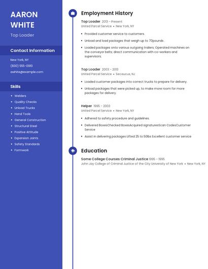 Top Loader Resume