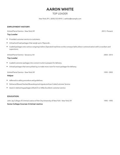 Top Loader Resume