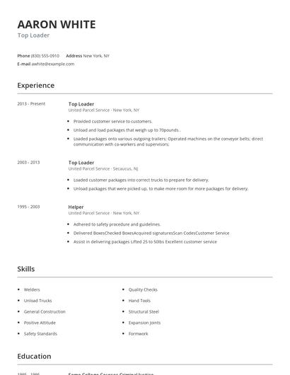 Top Loader Resume