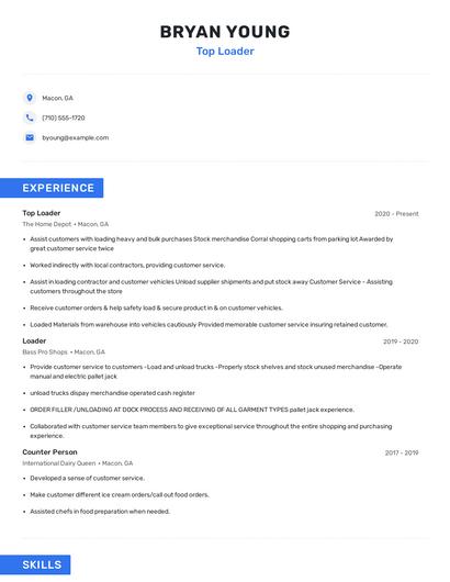 Top Loader Resume
