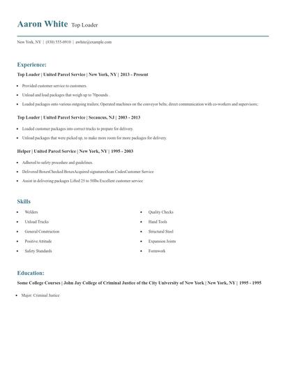 Top Loader Resume